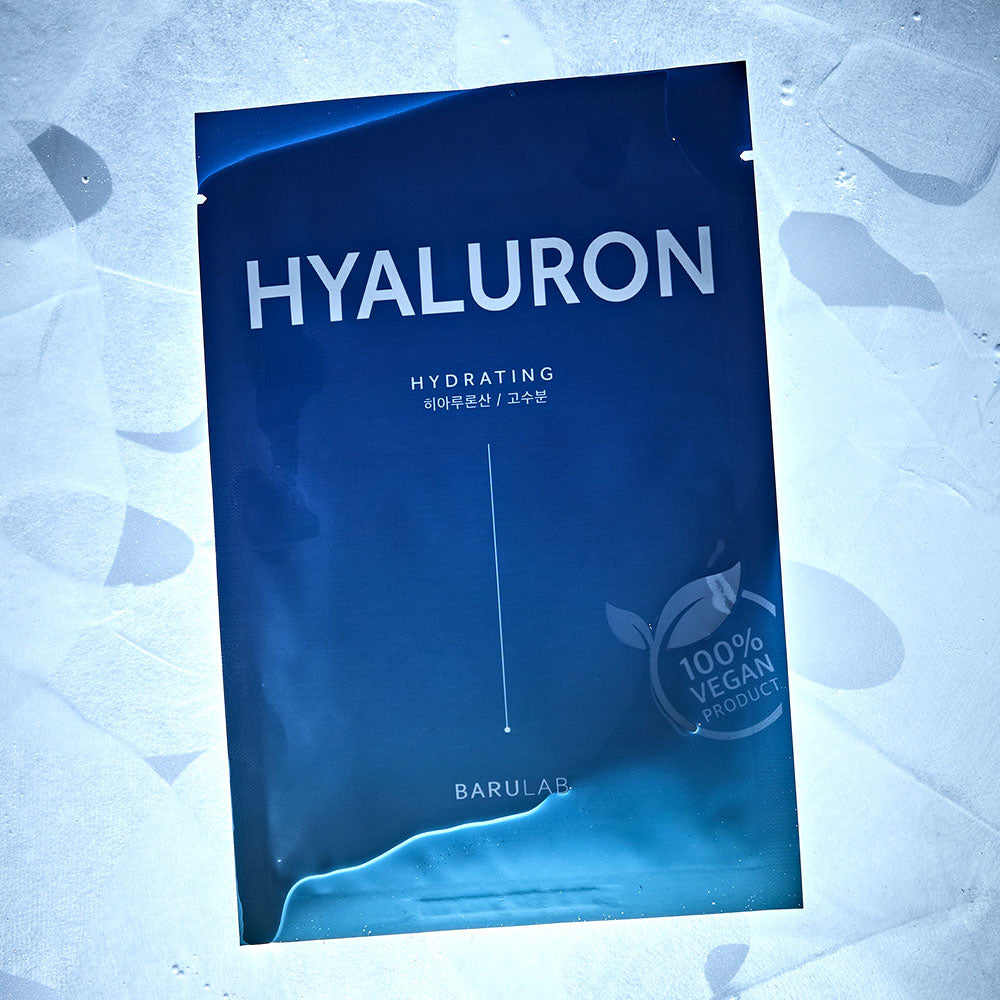 Single package of Barulab Clean Vegan Hyaluron Mask Sheet surrounded by masks outside their packages.