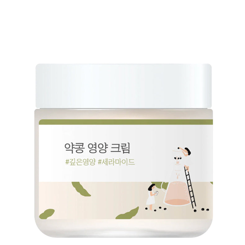 Round Lab Soybean Nourishing Cream jar with illustrated design on the label.
