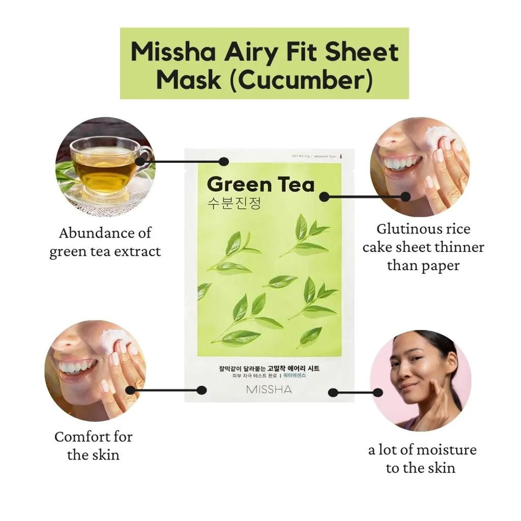 Missha Green Tea Mask with 4 small pictures